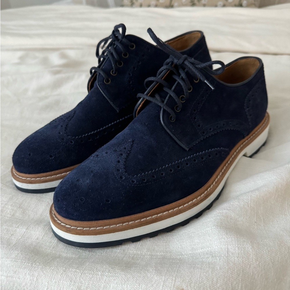 M Gemi Blue Suede Wingtip